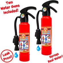 Load image into Gallery viewer, Toy fire extinguishers with Whistles 2 Pack.Shoots Real Water Great for Fireman Toys,Fireman Costume, Bath,Summer, Outdoor and Indoor Play,.