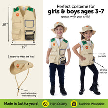 Load image into Gallery viewer, Born Toys Kids Explorer Kit &amp; Kids Adventure Kit for Kids Ages 3-7, Kids Camping Safari Costume w/ Safari Vest &amp; Hat, Butterfly Net, Kids Binoculars, Bug Toys, Dinosaur Toys- Dress Up &amp; Pretend Play