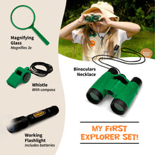 Load image into Gallery viewer, Born Toys Premium Outdoor Explorer Kit for Kids Ages 3-7 Dress Up &amp; Pretend Play Costumes for Boys &amp; Girls 3-7 w/ Washable Kids Safari Vest Safari Hat and Binoculars- Outdoor Explorer Set &amp; Scavenger Hunt