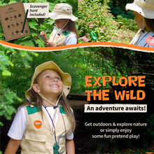 Load image into Gallery viewer, Born Toys Premium Outdoor Explorer Kit for Kids Ages 3-7 Dress Up &amp; Pretend Play Costumes for Boys &amp; Girls 3-7 w/ Washable Kids Safari Vest Safari Hat and Binoculars- Outdoor Explorer Set &amp; Scavenger Hunt