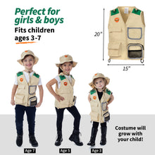 Load image into Gallery viewer, Born Toys Premium Outdoor Explorer Kit for Kids Ages 3-7 Dress Up &amp; Pretend Play Costumes for Boys &amp; Girls 3-7 w/ Washable Kids Safari Vest Safari Hat and Binoculars- Outdoor Explorer Set &amp; Scavenger Hunt