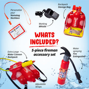 Born Toys Water Gun for Kids for Ages 3-7, Backpack Water Gun, Toy Fire Extinguisher - Use as Squirt Gun, Water Shooter, Water Blaster Soaker Gun - Great Fireman Toys for Fireman Costume for Kids