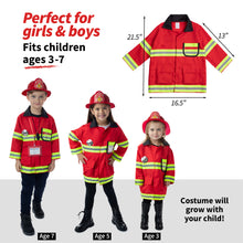 Load image into Gallery viewer, Born Toys 8 PC Premium Washable Kids Fireman Costume Toy for Kids,Boys,Girls,Toddlers, and Children with Complete Firefighter Accessories