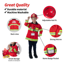 Load image into Gallery viewer, Born Toys 8 PC Premium Washable Kids Fireman Costume Toy for Kids,Boys,Girls,Toddlers, and Children with Complete Firefighter Accessories