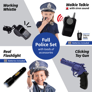 Born Toys Police Costume For Kids & Police Toys For Kids Ages 3-7 Includes Police Officer Costume For Kids Police Hat Toy Handcuffs For Kids Police Baton for Role Play and Kids Dress Up & Pretend Play