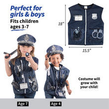 Load image into Gallery viewer, Born Toys Police Costume For Kids &amp; Police Toys For Kids Ages 3-7 Includes Police Officer Costume For Kids Police Hat Toy Handcuffs For Kids Police Baton for Role Play and Kids Dress Up &amp; Pretend Play