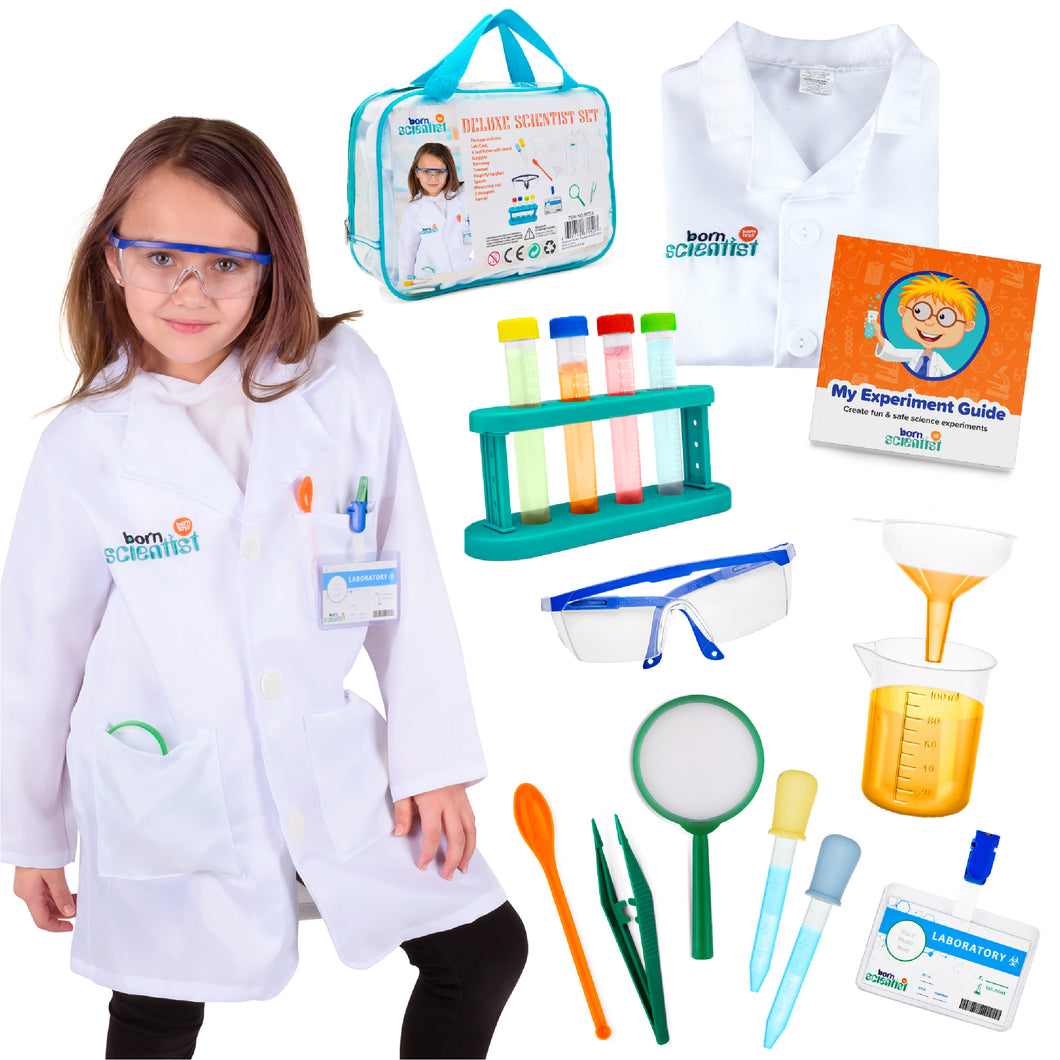 Born Toys Science Kits for Kids w/ Kids Lab Coat for Ages 5-8, Includes Science Experiments for Kids, Science Toys, Kids Science Goggles, Kids Science Kits, Dress Up & Pretend Play or Kids Costume