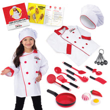 Load image into Gallery viewer, Born Toys Chef Costume for Kids w/ Chef Hat for Kids Ages 3-7, Kids Kitchen Accessories Set w/ Fun Recipe Book, Cooking Set for Kids Costume Washable and Dress Up &amp; Pretend Play for Boys &amp; Girls