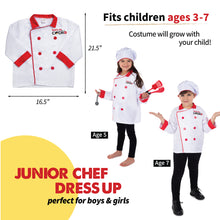 Load image into Gallery viewer, Born Toys Chef Costume for Kids w/ Chef Hat for Kids Ages 3-7, Kids Kitchen Accessories Set w/ Fun Recipe Book, Cooking Set for Kids Costume Washable and Dress Up &amp; Pretend Play for Boys &amp; Girls